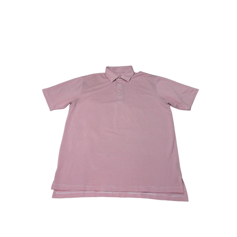Turtleson Mens Large Red White Striped Performance Golf Polo Shirt